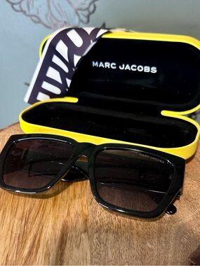 Marc Jacobs Black Square Sunglasses with Yellow Case